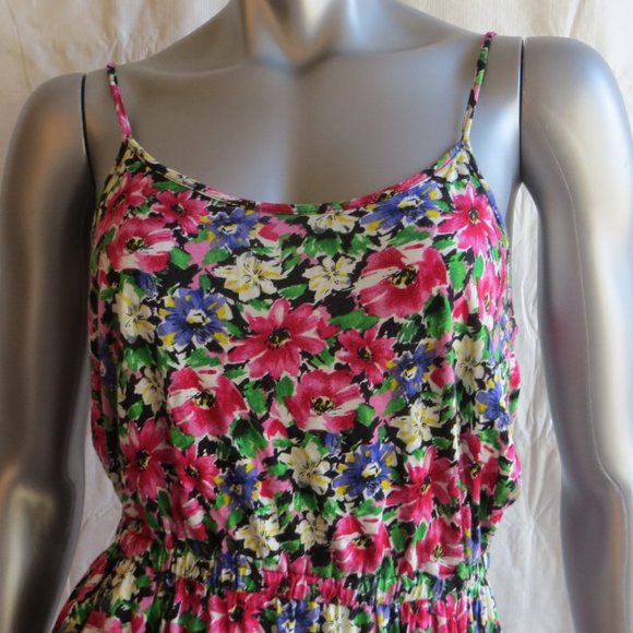 XXI Black with Magenta Flower Spaghetti Strap Dres - Picture 4 of 8